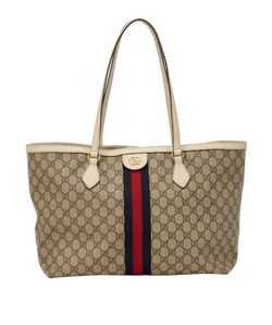 Large Ophidia Tote, Canvas, Beige/Cream, 525040, 2*